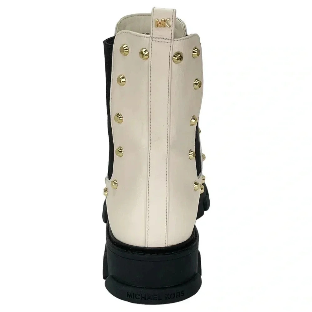 Michael Kors Ridley Cream Leather Studded Womens Ankle Boots Size 9.5M NWOB - Picture 3 of 15